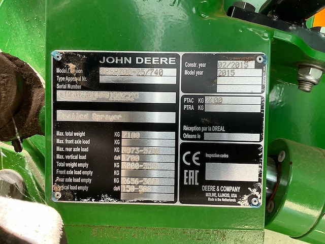 2015 john deere m740i veldspuit - afbeelding 19 van  20