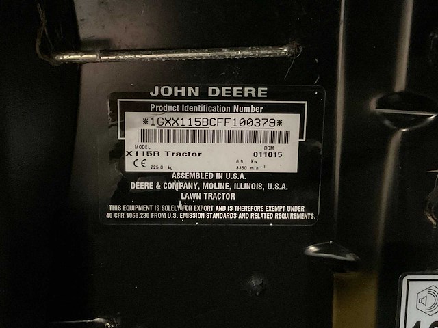 2015 john deere x115r zitmaaier - afbeelding 2 van  10