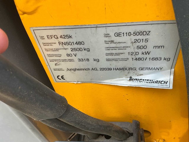 2015 jungheinrich efg425k vorkheftruck - afbeelding 14 van  21