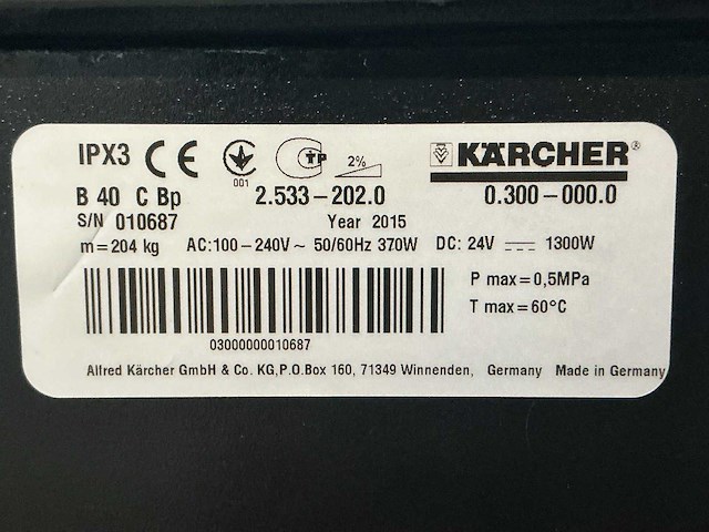 2015 kärcher b 40 c bp vloerreiniger - afbeelding 3 van  10