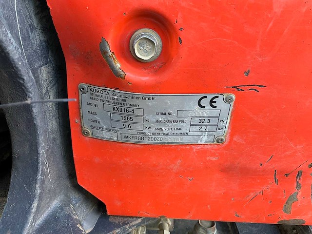 2015 kubota kx016-4 minigraafmachine - afbeelding 30 van  30