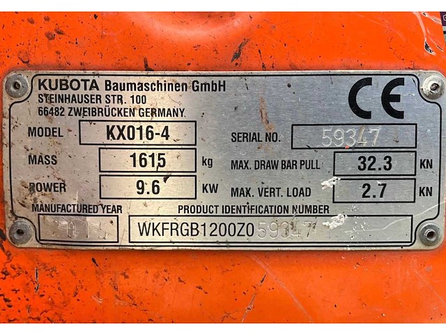 2015 kubota kx016-4g minigraafmachine - afbeelding 27 van  33