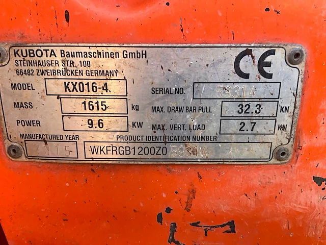 2015 kubota kx016-4g minigraafmachine - afbeelding 18 van  33