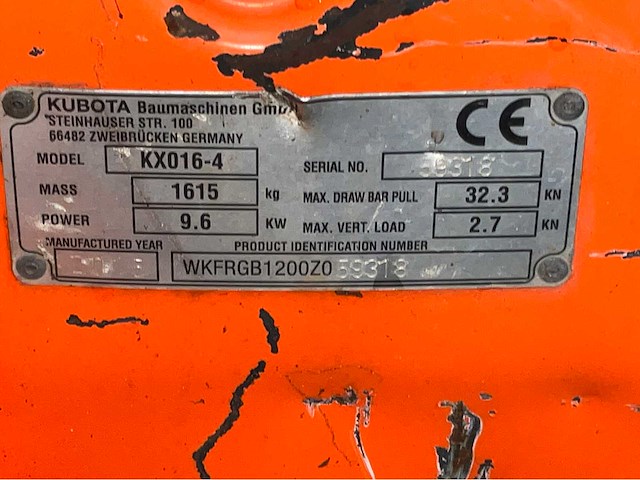 2015 kubota kx016-4g minigraafmachine - afbeelding 35 van  40