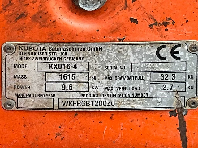 2015 kubota kx016-4g minigraafmachine - afbeelding 7 van  29