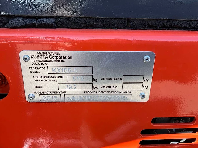 2015 kubota kx155-5 midigraafmachine - afbeelding 23 van  30