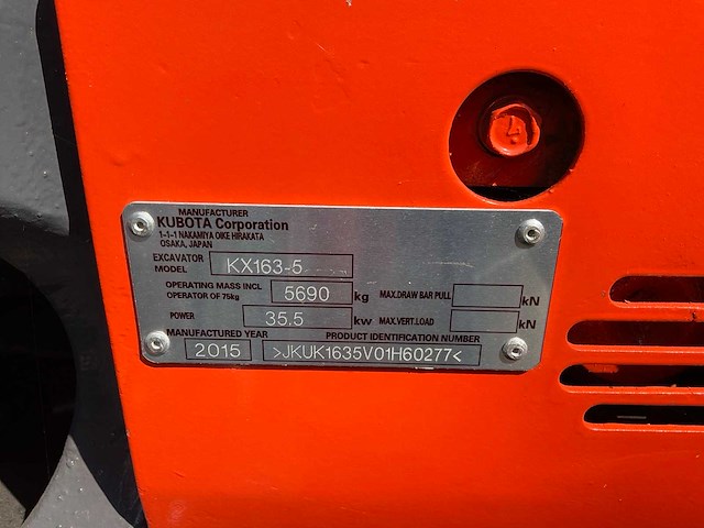 2015 kubota kx163-5 midigraafmachine - afbeelding 7 van  23