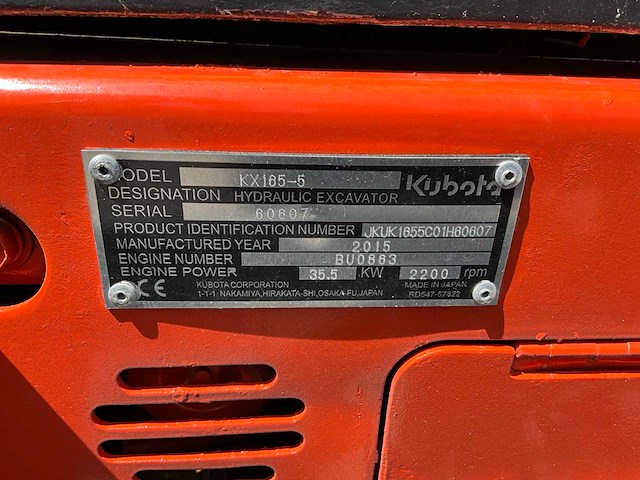 2015 kubota kx165-5 midigraafmachine - afbeelding 21 van  21