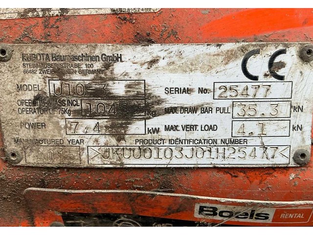 2015 kubota u10-3 mini graafmachine - afbeelding 22 van  29
