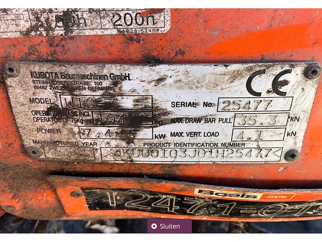 2015 kubota u10-3 vhg mini graafmachine - afbeelding 22 van  29