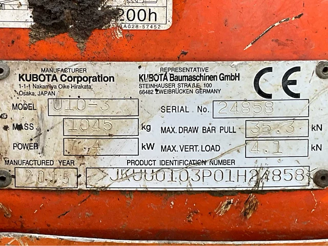 2015 kubota u10-3 vhg mini graafmachine - afbeelding 25 van  40