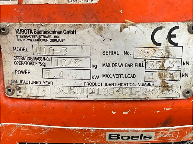 2015 kubota u10-3 vhg mini graafmachine - afbeelding 10 van  33