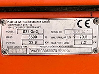 2015 kubota u35-3a3 mini graafmachine short tracks - afbeelding 30 van  36