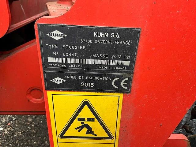 2015 kuhn fc 883-ff lift-control achtermaaier - afbeelding 18 van  25