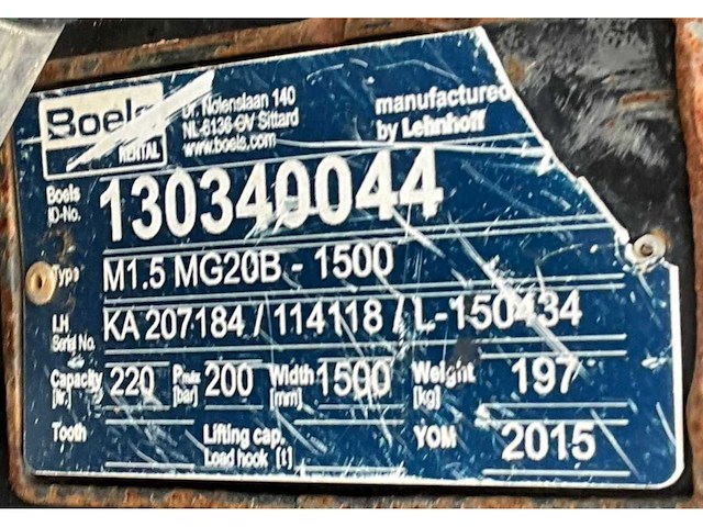 2015 lehnhoff hartstahl m1.5mg20b-1500 kantelbak - afbeelding 3 van  11