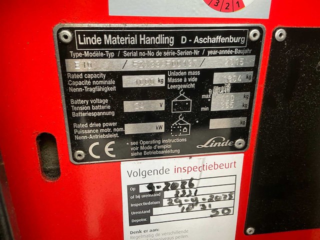2015 linde e10 compact vorkheftruck - afbeelding 10 van  10