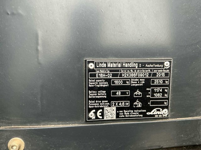 2015 linde e16h-02 evo vorkheftruck - afbeelding 3 van  19