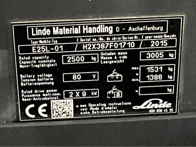 2015 linde e25-01 2500kg lepelversteller vorkheftruck - afbeelding 11 van  19