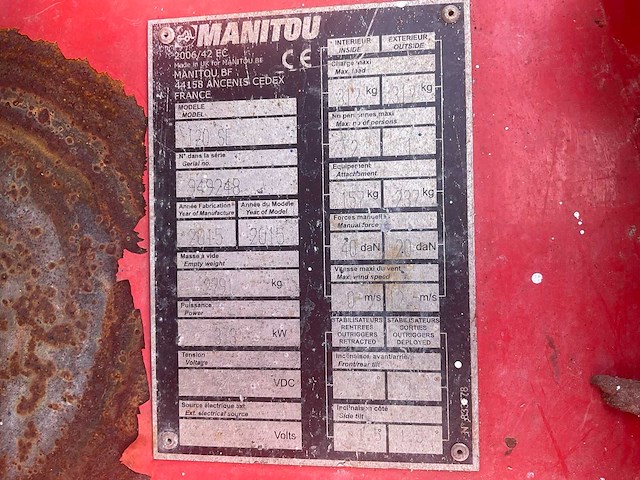 2015 manitou 120 se aerial work platforms - afbeelding 5 van  7