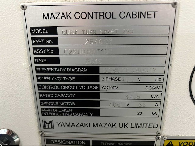 2015 mazak quickturn smart 250 cnc draaibank - afbeelding 15 van  23