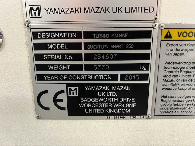 2015 mazak quickturn smart 250 cnc draaibank - afbeelding 16 van  23