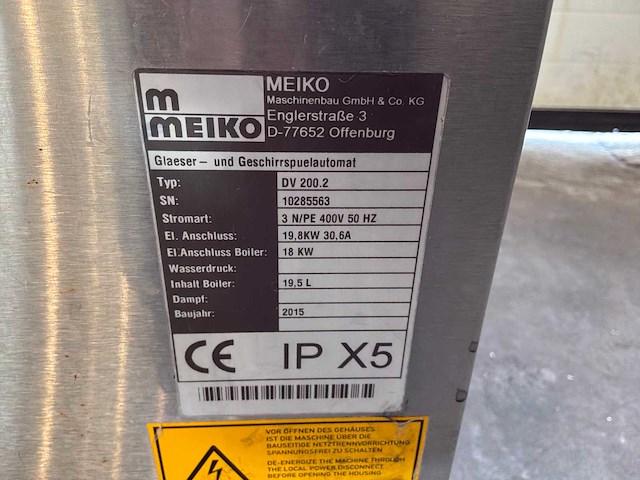 2015 meiko dv 200.2 doorschuifvaatwasser - afbeelding 3 van  3