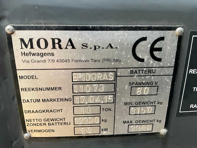 2015 mora ep100ras vorkheftruck - afbeelding 23 van  29
