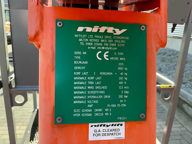 2015 nifty hr12ne mk1b hoogwerker - afbeelding 10 van  16