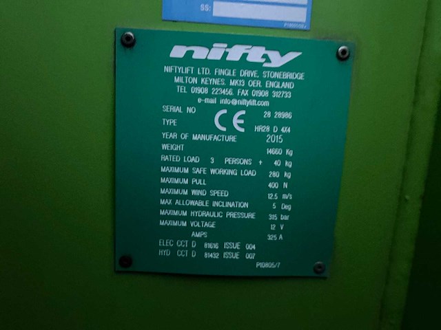 2015 nifty hr28 hoogwerker - afbeelding 19 van  37