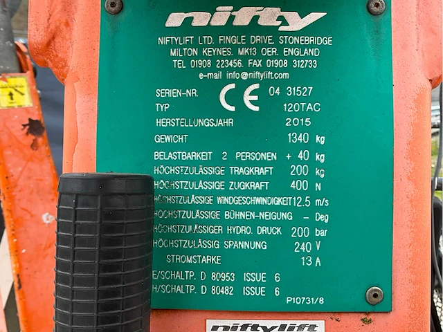 2015 niftylift nifty 120 tac hoogwerker aanhangwagen - afbeelding 31 van  38