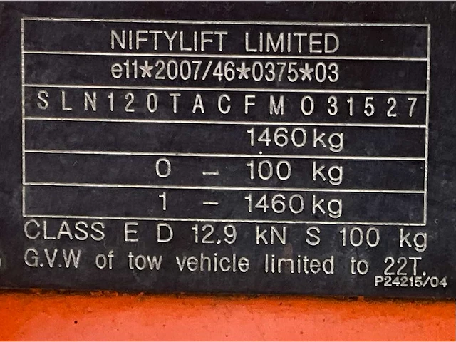 2015 niftylift nifty 120 tac hoogwerker aanhangwagen - afbeelding 32 van  35