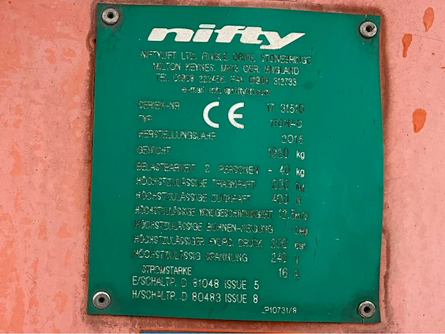 2015 niftylift nifty 170 hac hoogwerker aanhangwagen - afbeelding 21 van  25