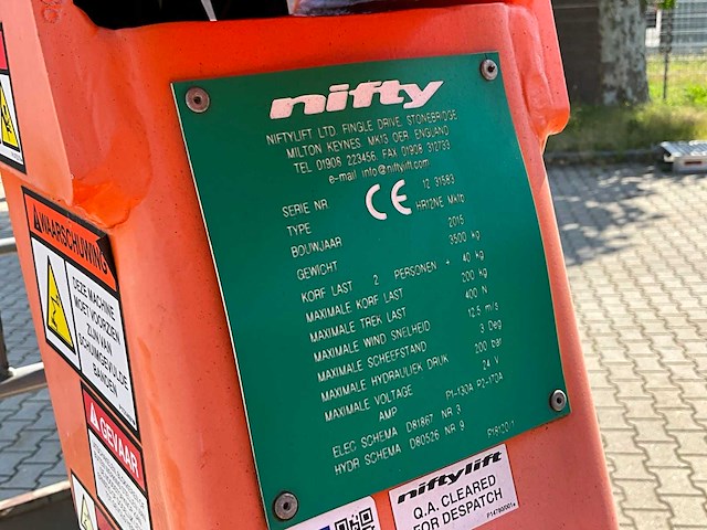 2015 niftylift nifty hr12ne hoogwerker - afbeelding 16 van  23