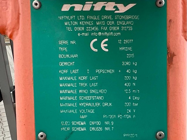 2015 niftylift nifty hr12ne hoogwerker - afbeelding 21 van  28