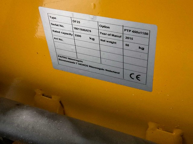2015 papro df25 hand hydraulische palletwagen - afbeelding 14 van  14