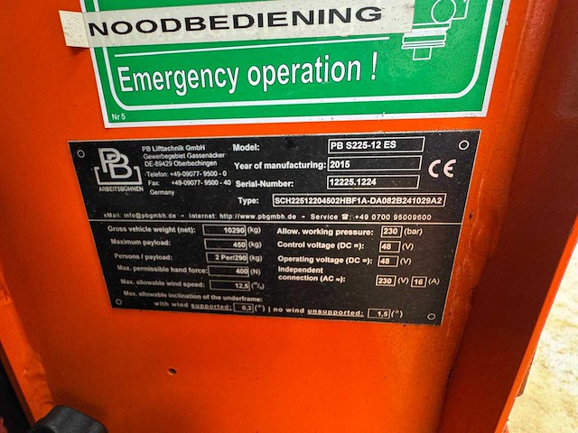 2015 pb s225-12 es schaarhoogwerker - afbeelding 4 van  12