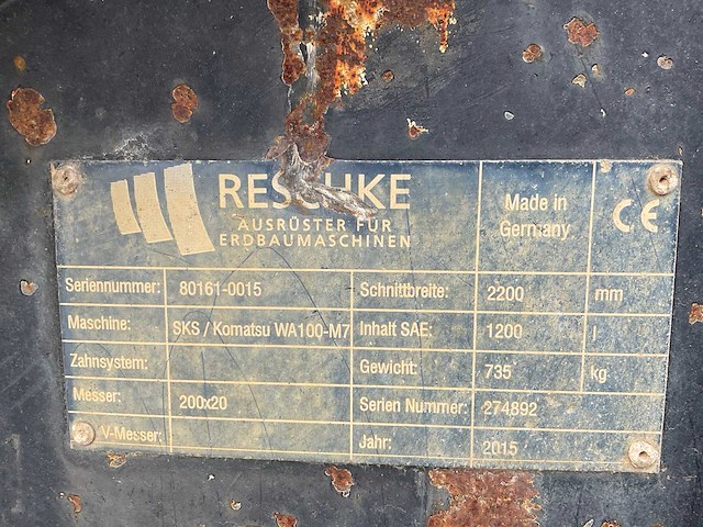 2015 reschke komatsu wa 100-m7 wiellader bak - afbeelding 2 van  10