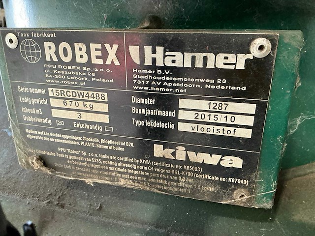 2015 robex/hamer dieseltank met pomp - afbeelding 6 van  8