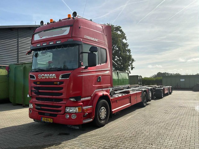 2015 scania r450 container vrachtwagen met kiepende aanhanger - afbeelding 1 van  56