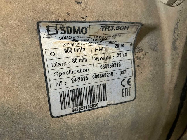 2015 sdmo tr3.60h waterpomp, benzinemotor aangedreven - afbeelding 9 van  9