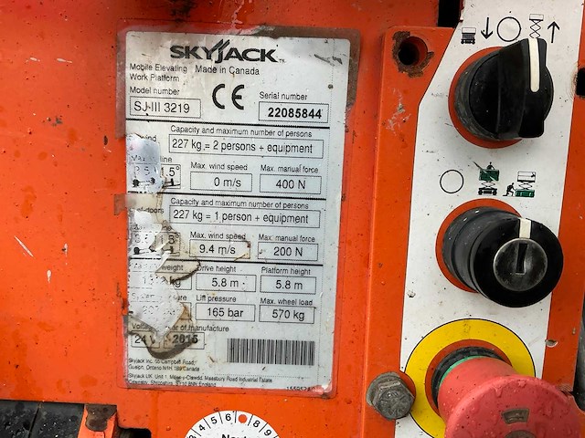 2015 skyjack sj 111 3219 hoogwerker - afbeelding 24 van  30