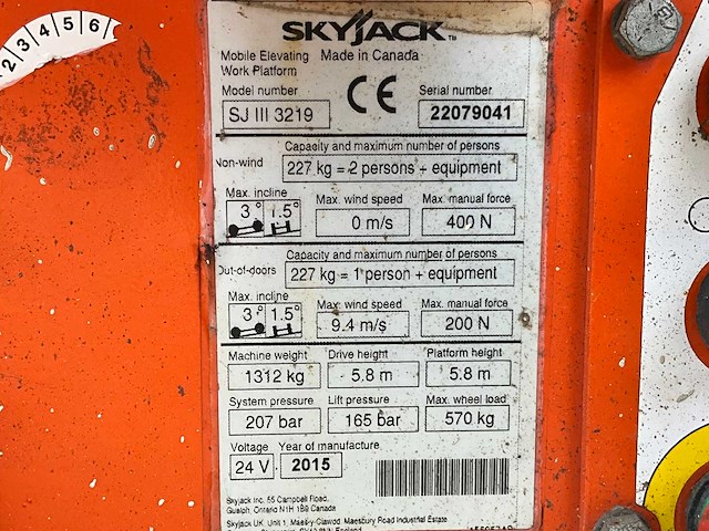 2015 skyjack sj iii 3219 hoogwerker - afbeelding 6 van  7