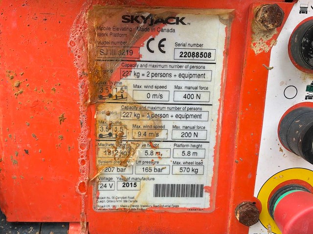 2015 skyjack sj iii 3219 hoogwerker - afbeelding 21 van  28