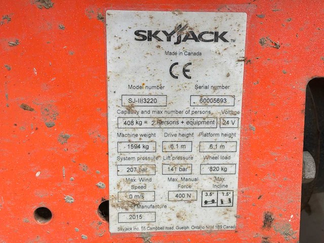 2015 skyjack sj iii 3220 hoogwerker - afbeelding 27 van  33