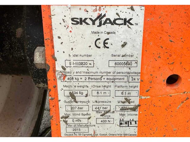 2015 skyjack sj iii 3220 hoogwerker - afbeelding 16 van  23