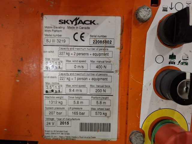 2015 skyjack sj3219 hoogwerker - afbeelding 5 van  13