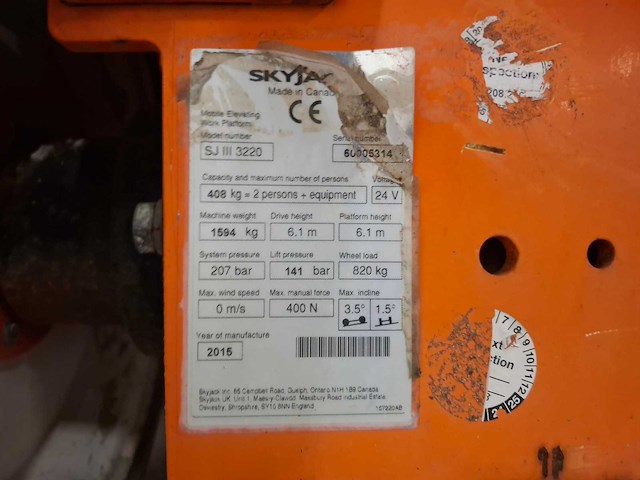 2015 skyjack sj3220 hoogwerker - afbeelding 7 van  14