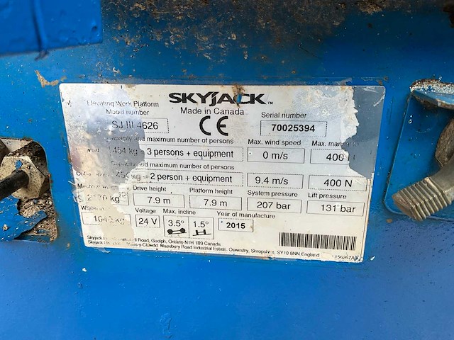 2015 skyjack sjiii 4626 hoogwerker - afbeelding 5 van  13