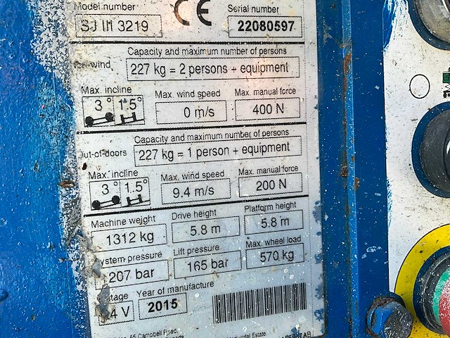 2015 skyjack sjiii3219 hoogwerker - afbeelding 4 van  12