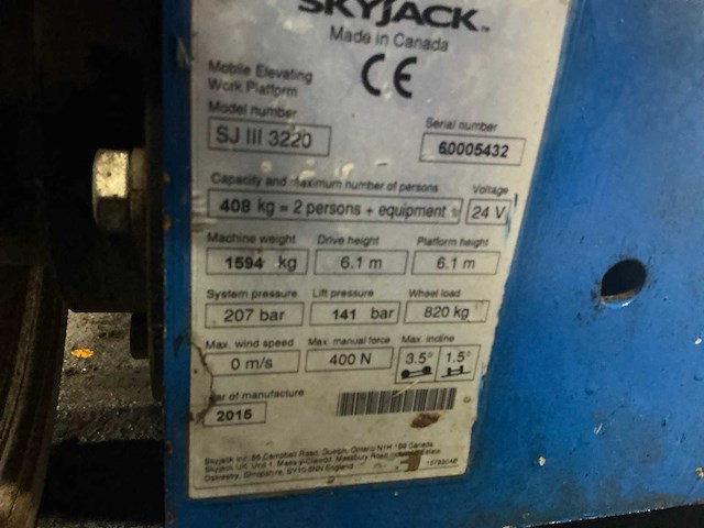 2015 skyjack sjiii3220 hoogwerker - afbeelding 2 van  13